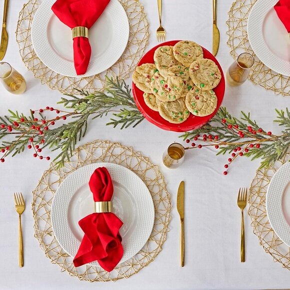 NEW 6 Piece 100% Spun Polyester Table Top Collection, Napkins, 18x18, Red - Picture 6 of 9